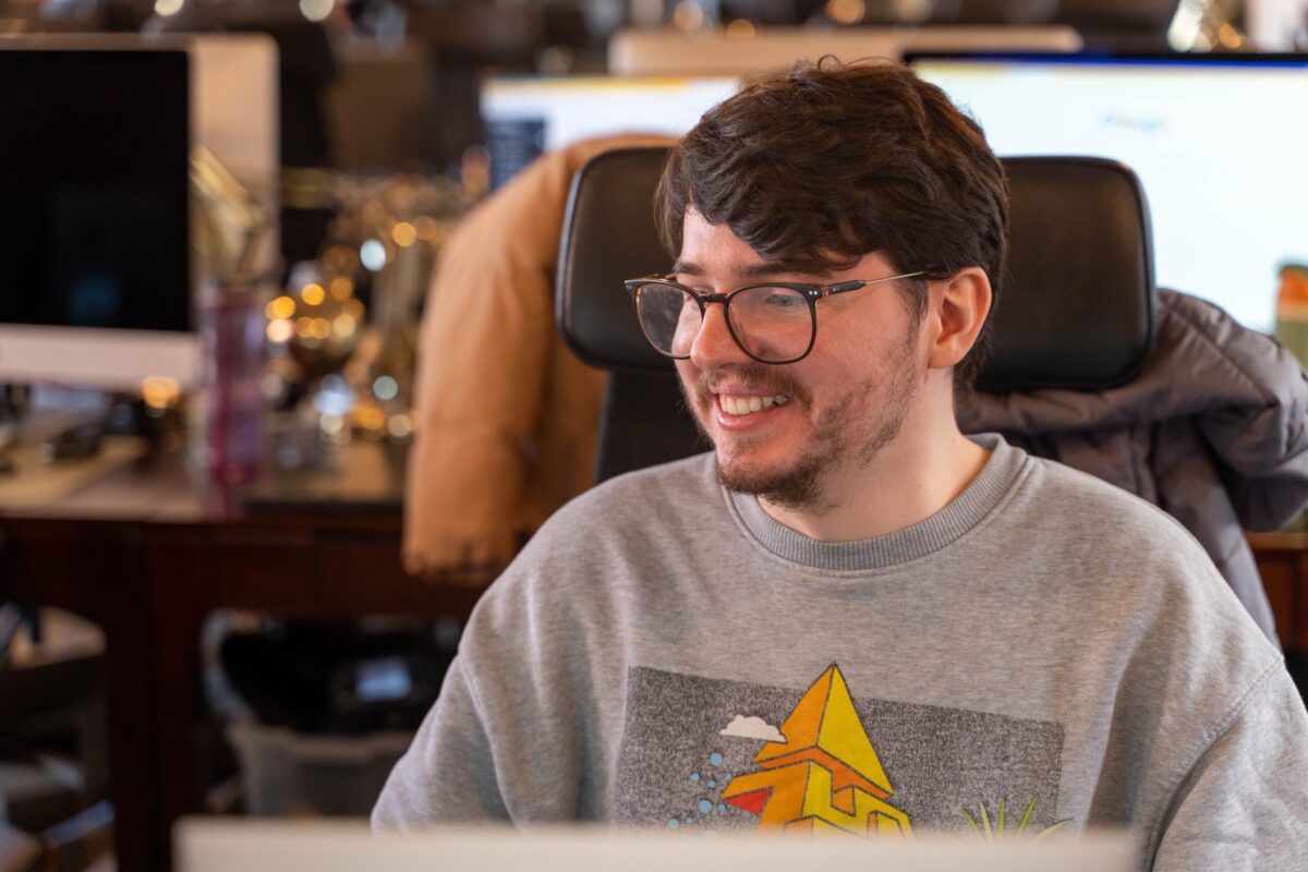 Connor working at desk