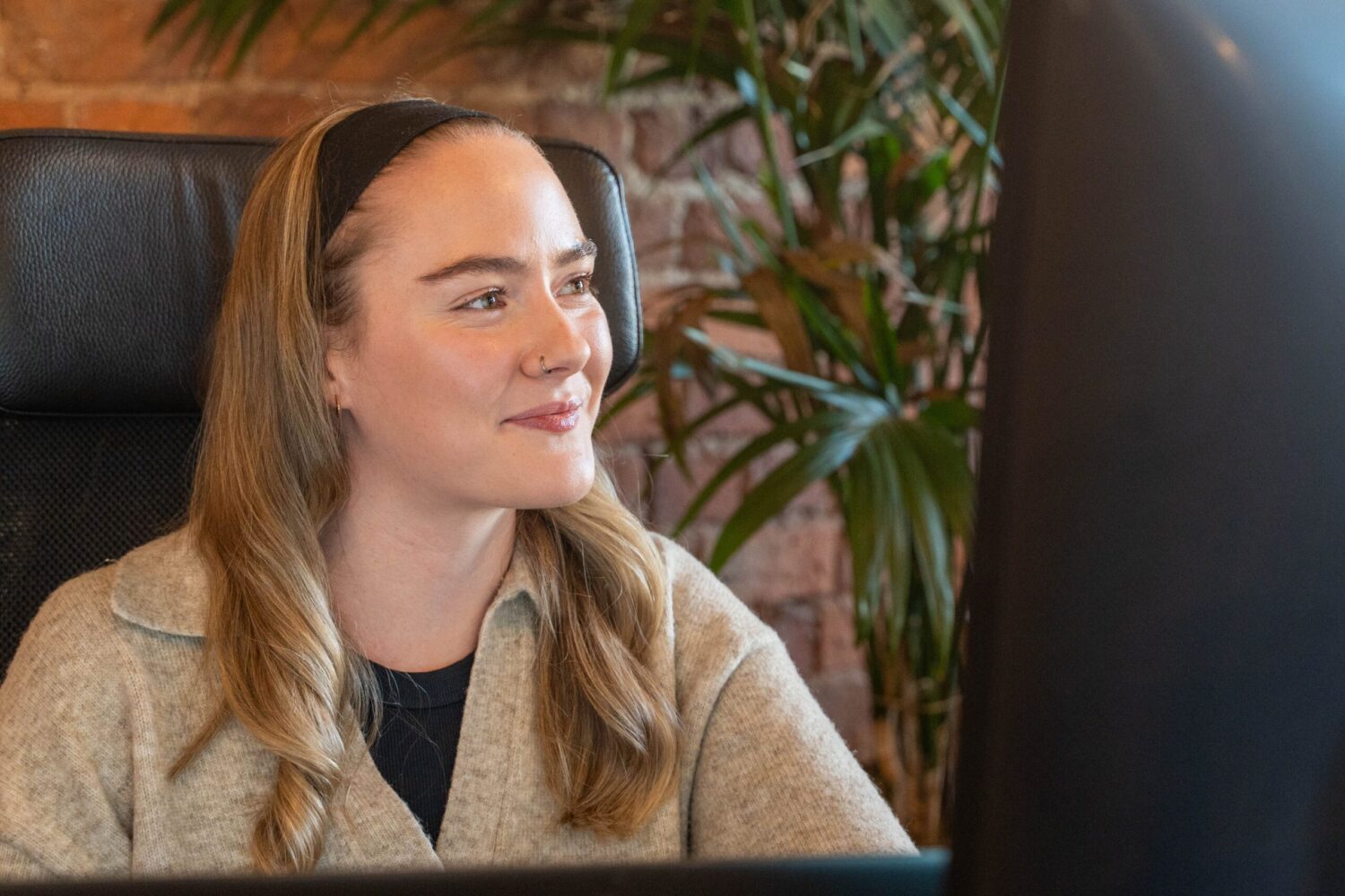 Eve working at desk