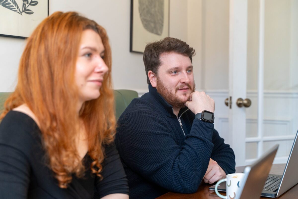 Daniela and Ashely in meeting room